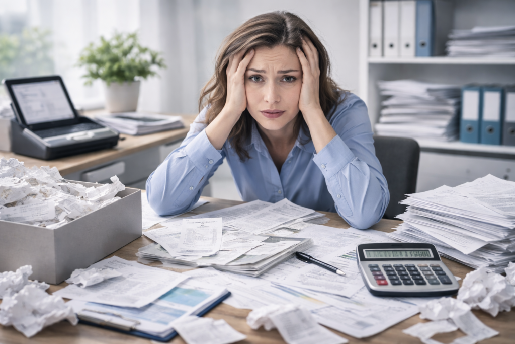 Büroarbeit wächst über den Kopf